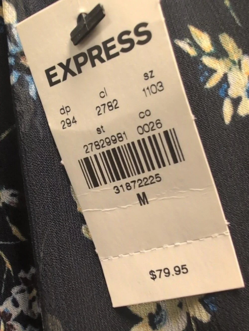 Express Navy Floral Tiered Dress with Delicate Blooms - Picture 3 of 8